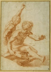 Alastontutkimukset St. Andrewlle ja toiselle apostolille Kirkastuksessa (punainen liitu kynällä kermapaperilla) tekijältä Raphael