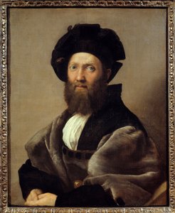 Muotokuva Balthazar (Baldassare) Castiglione (1478-1529), italialainen kirjailija ja diplomaatti. Raffaello Sanzio dit Raphaelin (1483-1520) maalaus tekijältä Raphael