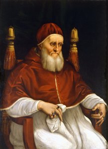Paavi Julius II:n (1503-1513) muotokuva. Rafaelin (Raffaello Sanzio) maalaus. Firenze, Uffizi-museo. tekijältä Raphael