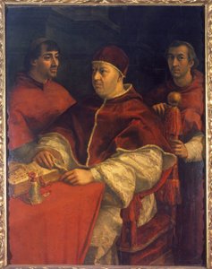 Muotokuva paavi Leo X:stä (1475-1521), Laurent de Medicin (1449 - 1492) pojasta (Laurent the Magnificent: Lorenzo the Magnificent) kardinaalien Luigi de 