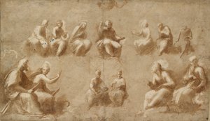 Christ and the Saints in Glory Study for the Disputa, 1500-luvun alku tekijältä Raphael