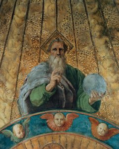Kiista. Yksityiskohta: Isä Jumala. Fresko Stanza della Segnaturassa, noin 1510-1511. tekijältä Raphael