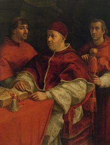 Leo X ja kardinaalit Giulio de Medici ja Luigi de Rossi, 1517-18. tekijältä Raffaello Sanzio Raphael