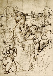 Madonna ja lapsi sekä Johannes tekijältä Raffaello Sanzio Raphael