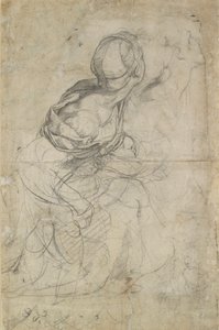 Tutkimuksia kahdelle polvistuvalle naiselle, c1500-1520 tekijältä Raphael
