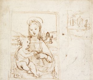 Tutkimus Neitsyen ja Lapsen kuvalle, c1500-1504 tekijältä Raphael