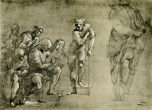 Pythagoraan ryhmä Ateenan koulusta. tekijältä Raffaello Sanzio Raphael