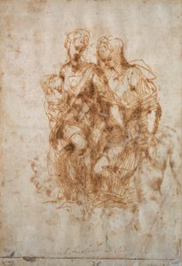 Neitsyt ja lapsi Pyhän Annan kanssa, n. 1500-1520 tekijältä Raphael