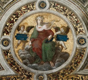 Teologia. Kattofresco Stanza della Segnaturassa, noin 1510-1511. tekijältä Raphael