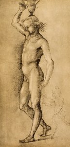 Bacchus, joka tunnetaan nimellä Idolino, Rafaelin piirros. Piirustus- ja grafiikkakaappi, Uffizi-galleria, Firenze tekijältä Raffaello Sanzio Raphael