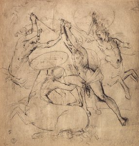 Hercules tappaa kentaurin; piirustus Raphael. Piirustus- ja grafiikkakaappi, Uffizi-galleria, Firenze tekijältä Raffaello Sanzio Raphael