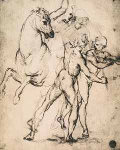 Mies alaston hevosen kanssa; piirustus Raphael. Gallerie dellAccademia, Venetsia tekijältä Raffaello Sanzio Raphael