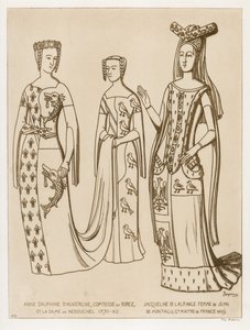 Anne Dauphine, Forezin kreivitär ja Nedouchelin rouva, 1370-80. Jacqueline de Lagrange, Ranskan mestarin Jean de Montagun vaimo, 1409. tekijältä Raphael Jacquemin