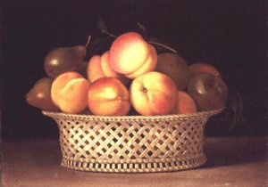 Kulho persikoita (öljy kankaalle) tekijältä Raphaelle Peale