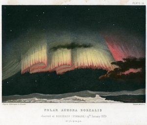 Aurora Borealis tai Northern Lights, verho muoto 1839. [1872] tekijältä Rapine