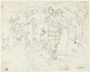Aeneas Elysian kentillä (etusivu); luonnoksia henkilöryhmistä (kääntöpuoli).