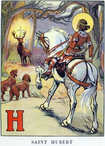 Pyhän Hubertuksen näky (656 ja 658-727). tekijältä Raymond de la Neziere