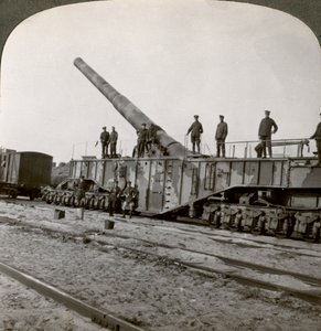 16 tuuman rautatietykki, joka jauhasi Hindenburgin linjan, ensimmäinen maailmansota, Ranska, 1917-1918.