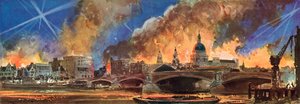 Tulipalot Lontoon Cityssä Pyhän Paavalin katedraalin ympärillä Blitzin aikana, toisessa maailmansodassa