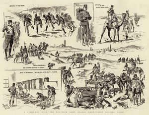 Egyptin armeijan kenttäpäivä, joukot manööveröivät Kairon ulkopuolella (kaiverrus). tekijältä Reginald Thomas Cleaver