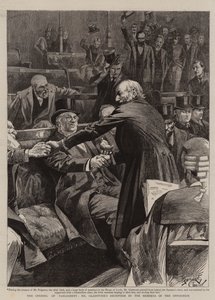 Parlamentin avajaiset, Gladstonen vastaanotto oppositioedustajien toimesta (kaiverrus).