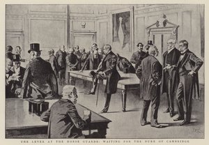 Hevoskaartin pengerrys odottaa Cambridgen herttua (litografia). tekijältä Reginald Thomas Cleaver