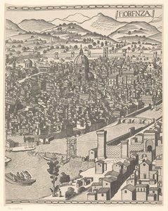 Näkymä Firenzeen (keskiosa) Fiorenza (otsikko esineessä) tekijältä Reichsdruckerei