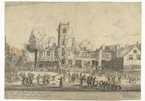 Amsterdamin vanhan kaupungintalon palo Amsterdamin vanha kaupungintalo paloi 7. heinäkuuta sunnuntaiaamuna kello puoli kaksitoista Ao 1652 (otsikko esineessä)