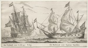 Amsterdamin laivat: The Freedom, a Man-of-War. Susikoira, espanjalainen alus.