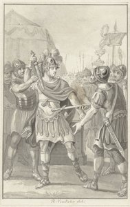 Germanicus vannoo uskollisuutta Tiberiukselle tekijältä Reinier Vinkeles (I)