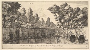 M. de Nuen puutarha S. Marceaun esikaupunkialueen ulkopuolella lähellä Pariisia, 1600-luku. tekijältä Reinier Zeeman