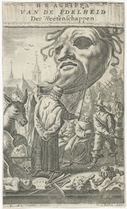 Sarjakuva taiteista Nimisivu: J. Oudaen, Agrippa, Tieteiden turhamaisuudesta, 1661