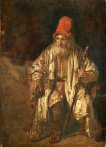 Vanha mies, jolla on punainen lippis tekijältä Rembrandt