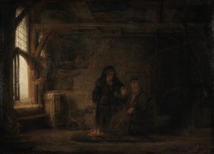 Tobiaksen vaimo ja vuohi tekijältä Rembrandt