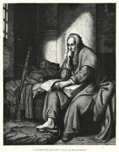 Pyhä Paavali vankilassa (litho) tekijältä Rembrandt Harmensz. van Rijn (after)