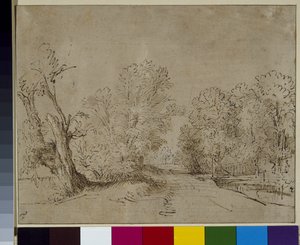 Metsäinen tie, n. 1650 (kynä ja muste paperille) tekijältä Rembrandt Harmensz. van Rijn