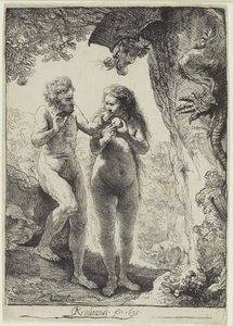 Aatami ja Eeva tekijältä Rembrandt van Rijn