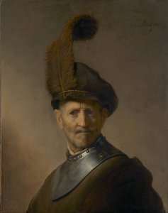 Vanha mies sotilaspuvussa tekijältä Rembrandt Harmensz. van Rijn