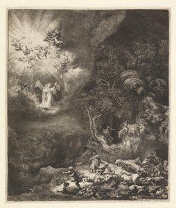 Ilmoitus paimenille, 1634 tekijältä Rembrandt van Rijn
