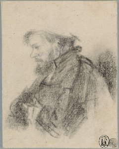 Parrakas mies, puolipitkä, profiilissa vasemmalla tekijältä Rembrandt van Rijn
