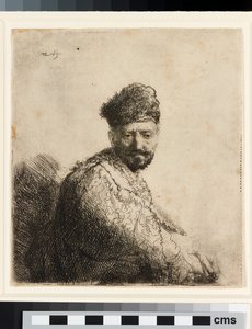 Parrakas mies karvaisessa itämaisessa lippiksessä: taiteilijan isä tekijältä Rembrandt van Rijn