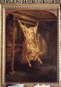 Naudankuori Naudan ruho erikseen. Harmensz Van Rijn Rembrandtin (1606-1669) maalaus tekijältä Rembrandt van Rijn