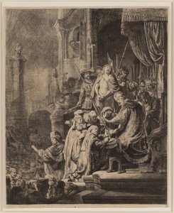 Kristus Pilatuksen edessä: Iso lautanen tekijältä Rembrandt van Rijn