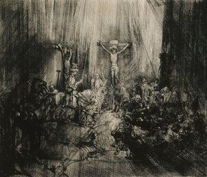 Kristus ristiinnaulittu kahden varkaan väliin - "Kolme ristiä", n. 1653-1661 tekijältä Rembrandt van Rijn