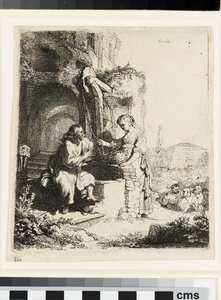 Kristus ja Samarian nainen raunioiden keskellä tekijältä Rembrandt van Rijn