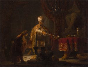 Daniel ja Cyrus ennen Idol Beliä tekijältä Rembrandt Harmensz. van Rijn