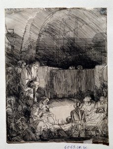 Lunastajan ruumiin näyttely Rembrandt Harmenszoon van Rijnin (1606-1669) piirustus Firenze, Uffizi (toimistot), Gabinetto Disegni e Stampe tekijältä Rembrandt van Rijn