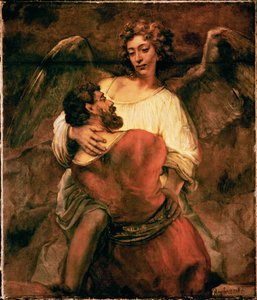 Jaakob taistelee enkeliä vastaan (maalaus kankaalle)