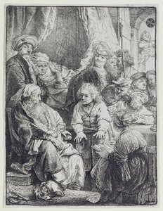Joosef kertomassa uniaan (etsaus) tekijältä Rembrandt van Rijn