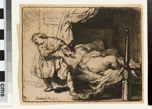 Joosefin ja Potifarin vaimo tekijältä Rembrandt van Rijn